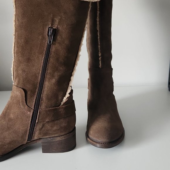 NAPOLEONI | Tall shearling boots brown suede sz 38 - Picture 4 of 9